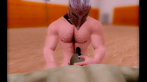 Schwuler 3D-Porno - Freche Wache steckt den Gummischwanz in den Arsch eines sehr heißen Mannes