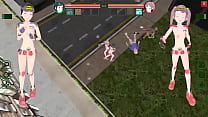 2 gardes femmes ayant des relations sexuelles avec des hommes dans la vidéo du jeu érotique Hentai Future Suppanuki pol action
