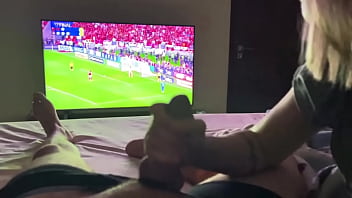 Young wife breastfeeding her husband during the Corinthians x Flamengo final. Full on SUBSCRIBERS