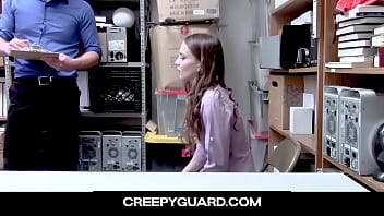 CreepyGuard - The LP Officers cock plows Izzy Lush hairy pussy on top balls deep