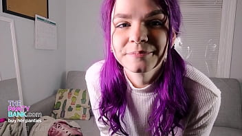 Purple Haired Pale Teen Has A Quivering Orgasm While Her Panties Are Stuffed In Her Pretty Tight Pussy | The Panty Bank - Used Panties