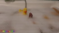 The duck and the cock - Bathtub play with soft and (a little bit) hard cock