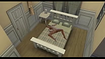 A woman masturbates on her bed and security cameras record it!