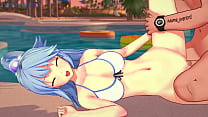 La déesse Aqua s'amuse dans son nouveau bikini