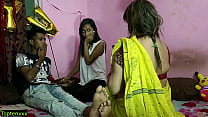 ¡La novia le permite a su novio follar con un dueño de casa caliente! sexo caliente indio