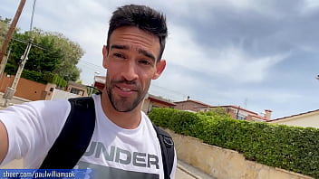 Naked hiking fun after hard workout at the gym