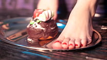 Crushing a delicious cake with my feet - Messy Foot Worship