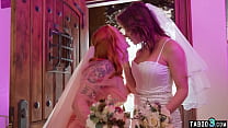 Tranny bride Emma Rose and wife fucked the ebony bridesmaid September Reign