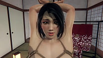 Una donna giapponese si fa scopare BDSM da un uomo nero. Hentai 3D
