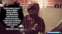 Rubbernurse Agnes - Robe de clinique rouge en caoutchouc lourd avec capuche et masque à gaz bizarre - analfist profond et rugueux avec des gants en caoutchouc chimique épais et événement final de sperme