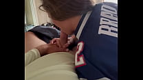 Sucking on my cock during the game