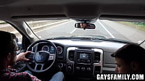 Stepdad Slides His Cock Into His Boy's Mouth on A Road Trip - Gaysfamily