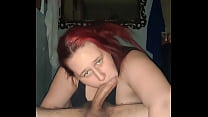 Redhead gobbling down a meat shaft