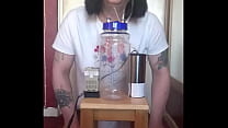 bisexual crossdresser with his portable cow milking machine part 1