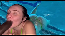 Emily Norman swims up for a BBC blowjob at her apartment