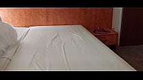 I masturbate and ejaculate on the mattress in the hotel