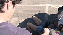 Sexy brunette mechanic couldn't resist sucking a hard cock before getting her shaved pussy drilled with it.