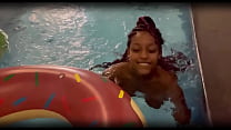 In the motel pool getting a blowjob from the sexy black woman