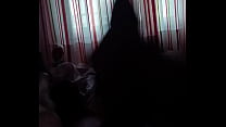 awkward handjob and cumshot against the light