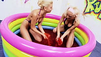 Lou Lou and Christine Love are horny lesbians with blonde hair who have their pussies licked