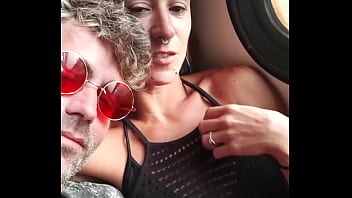 My friend masturbates me and I suck his cock travelling in a train with people