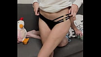 black panties cum