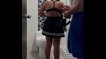 MY PERVERT STEPFATHER TAKES ME IN THE BATHROOM AND AFTER PUTTING HIS DICK IN MY MOUTH HE ENDS UP NAILING MY PUSSY UNTIL HE CUMS