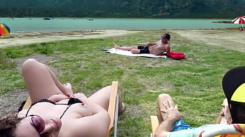 tr Voyeur masturbates on the beach while I touch myself