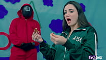 SQUID GAME - Brazilian Victoria Carmargo breaks the cookie in the squid game and gets her meaty pink pussy fucked.