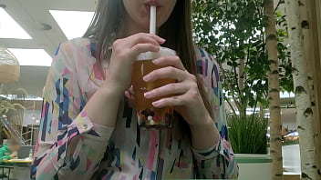 Risky public flashing & squirt tasting