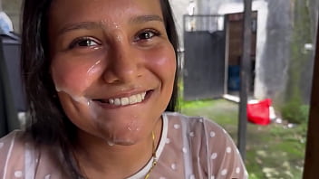 BIG BUT BRUNETTE WITH A BEAUTIFUL FACE SUCKS COCK WITH A SMILE AND SWALLOWS ALL THE CUM