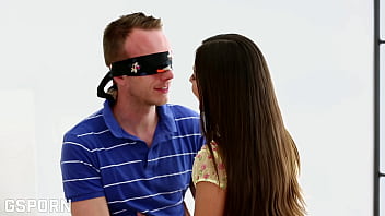 Young couple with sexy czech brunette teen has sensual sex at home