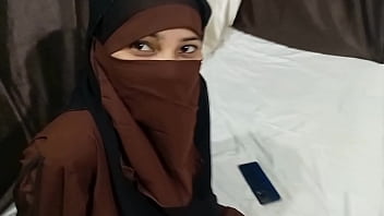 Hot horny Muslim sister got fucked by her step brother after lifting her hijab in bed