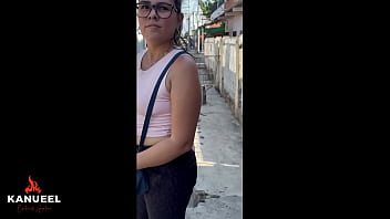 A lady on the street agrees to give a stranger a blowjob in exchange for money and ends up with her ass full of semen.
