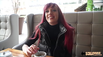 Beautiful redhead Luna gets two cocks for fucking