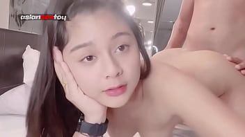 Petite asian teen with very cute smile fucked doggy